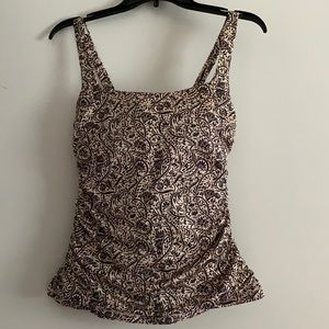 Square Neck Bra Cup Printed Tankini